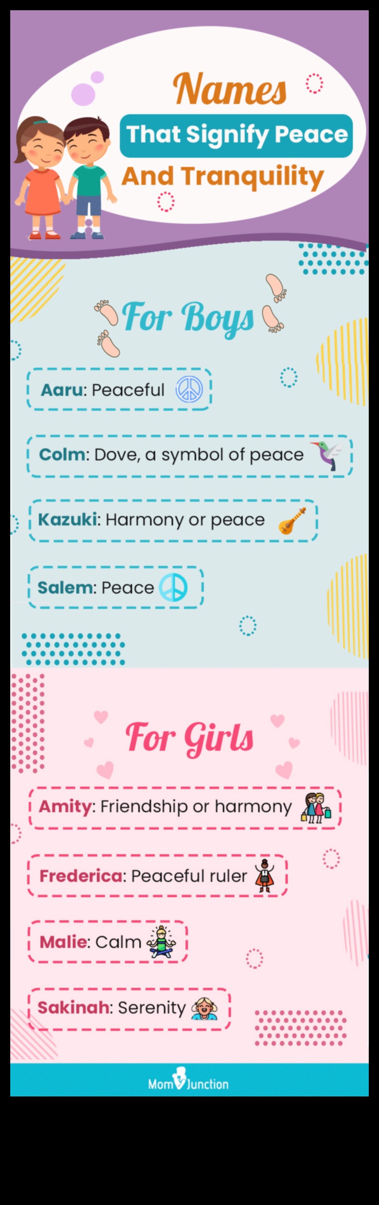 Dvēselisks miers: mierīgi un centrēti mazuļu vārdi